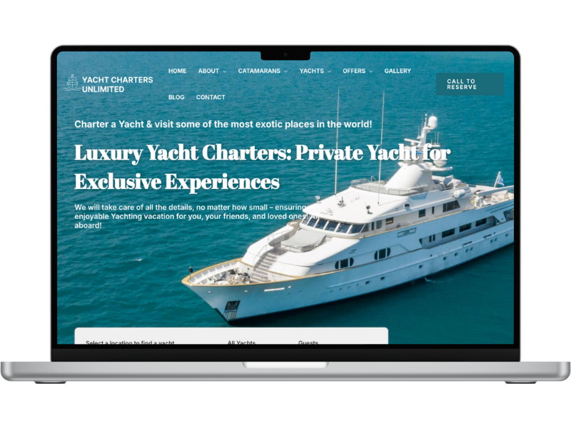 Yacht Charter website mockup