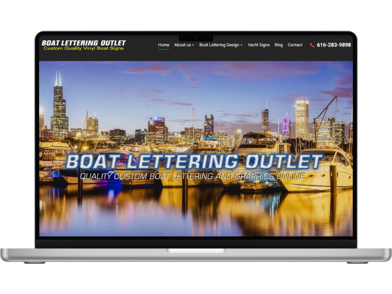 Boat lettering website mockup