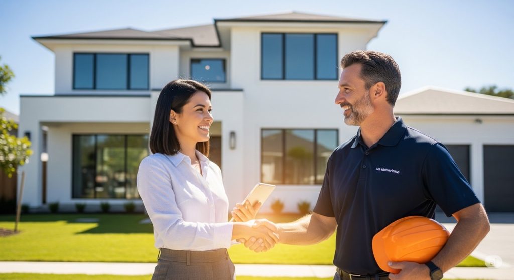 Home business worker and client shaking hands